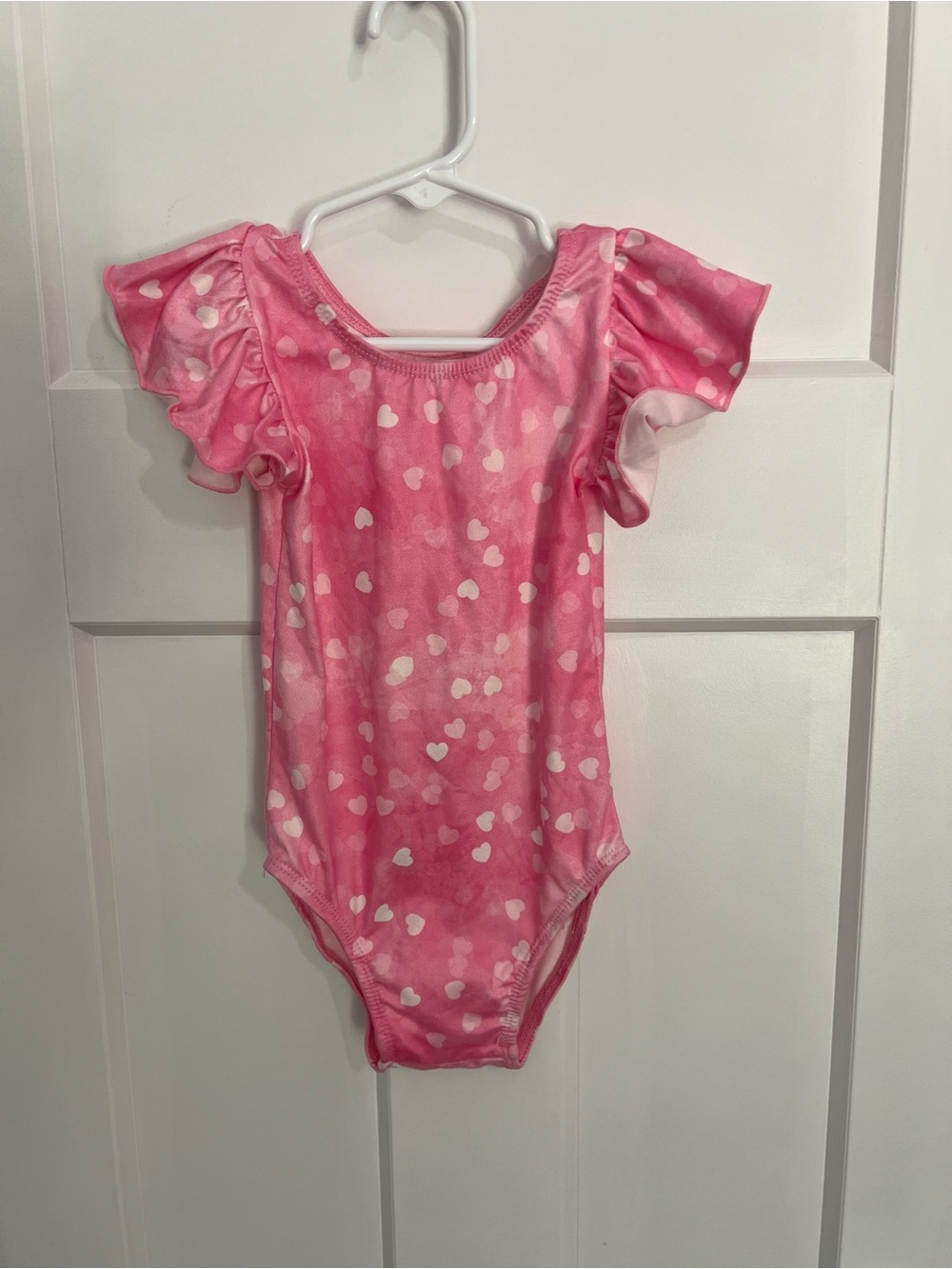 Sweetheart Pink Flutter-Sleeve Kids One-Piece Bodysuit/Leotard